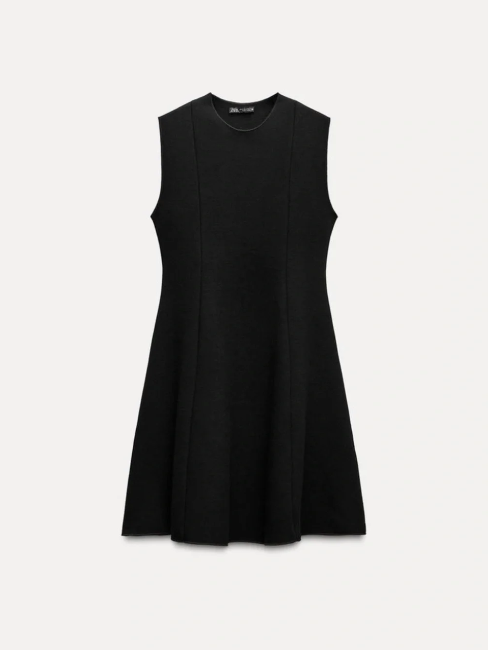 ZARA Black Stretch Knit Skater Fit & Flare Dress